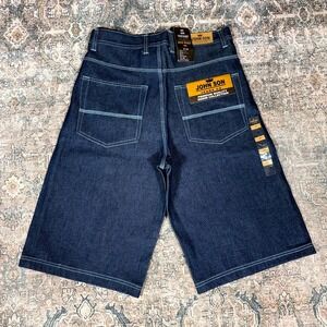 John Son Shorts Men's 34 Blue Cotton Denim Bermuda Jorts Baggy Workwear Summer